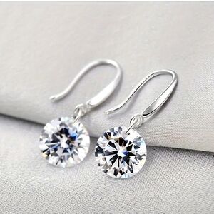 Elegant 18k Gold Plated Round Moissanite Drop Earrings